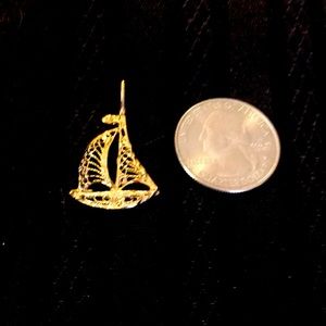 14 Karat Diamond cut Sailboat Necklace Charm